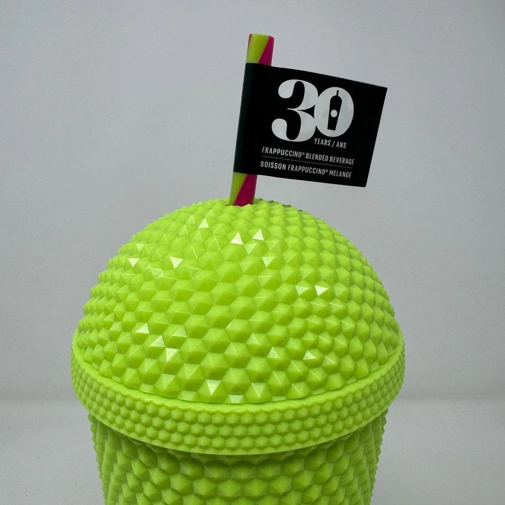 New Starbucks 30th Anniversary Frappuccino Lime Green Studded Bling Tumbler 16oz